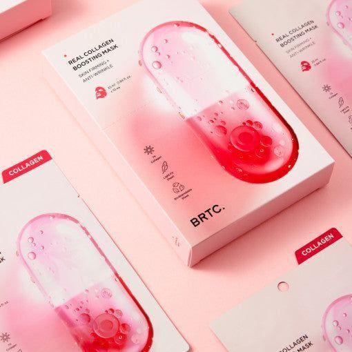 BRTC Real Collagen Boosting Mask – 25ml x 10 Count | Firming & Hydrating Sheet Mask Set for Youthful, Plump Skin BRTC Real Collagen Boosting Mask 25ml X 10P - Glam Global UKBRTC