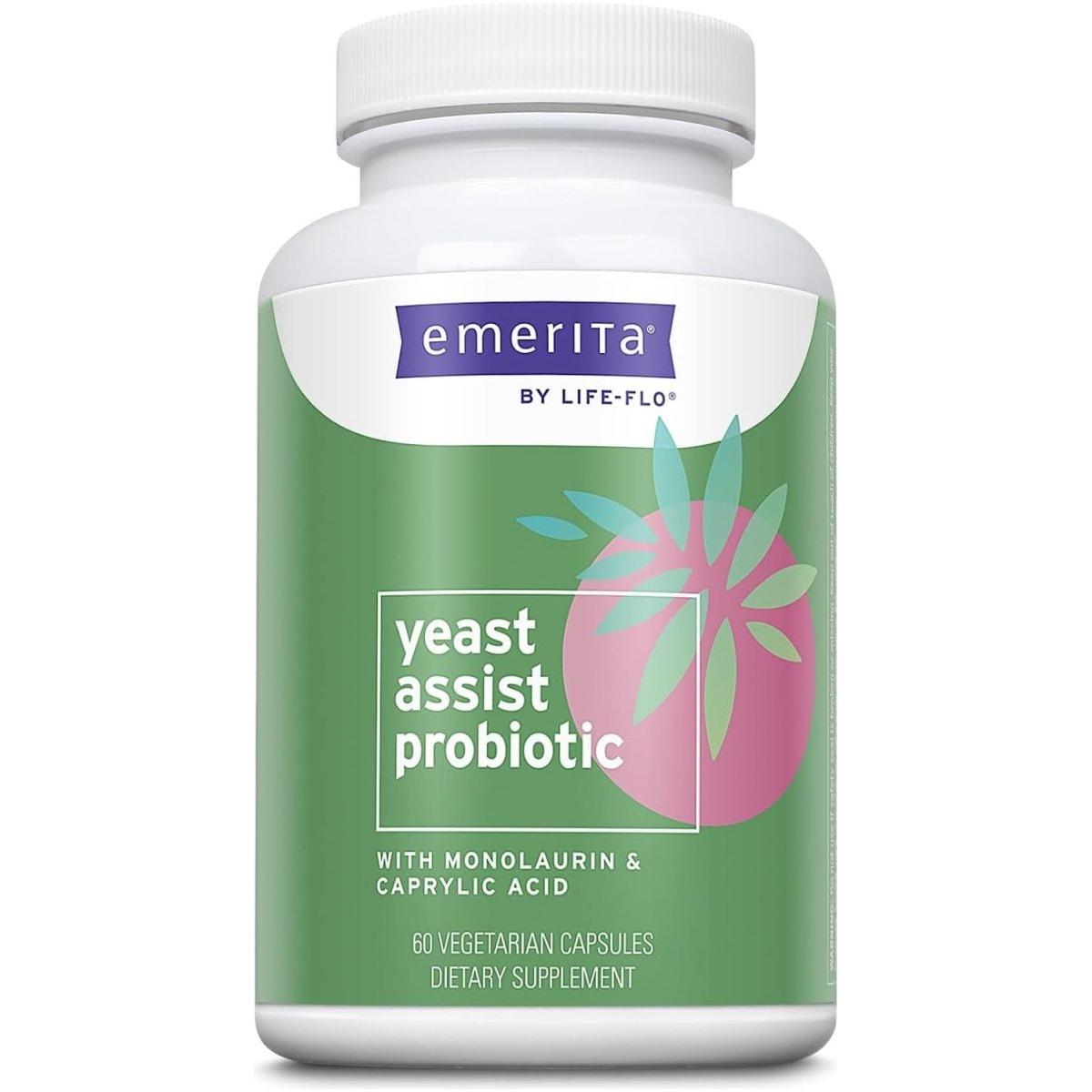 Emerita by Life-flo Yeast Assist Probiotic – 60 Capsules | Gut, Vaginal & Immune Health Support by Life - Flo Yeast Assist Probiotics for Women - Yeast Cleanse - 30 Servings, 60 Vegcaps - Glam Global UKEmerita