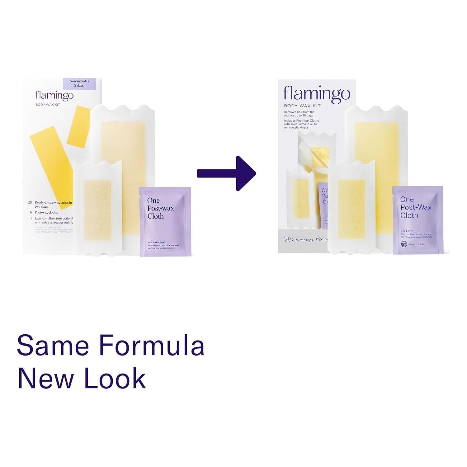 Flamingo Body Wax Kit – 56 Wax Strips + 12 Post-Wax Cloths | No-Heat, At-Home Hair Removal Flamingo Body Wax Kit – 56 Wax Strips + 12 Post-Wax Cloths | No-Heat, At-Home Hair Removal