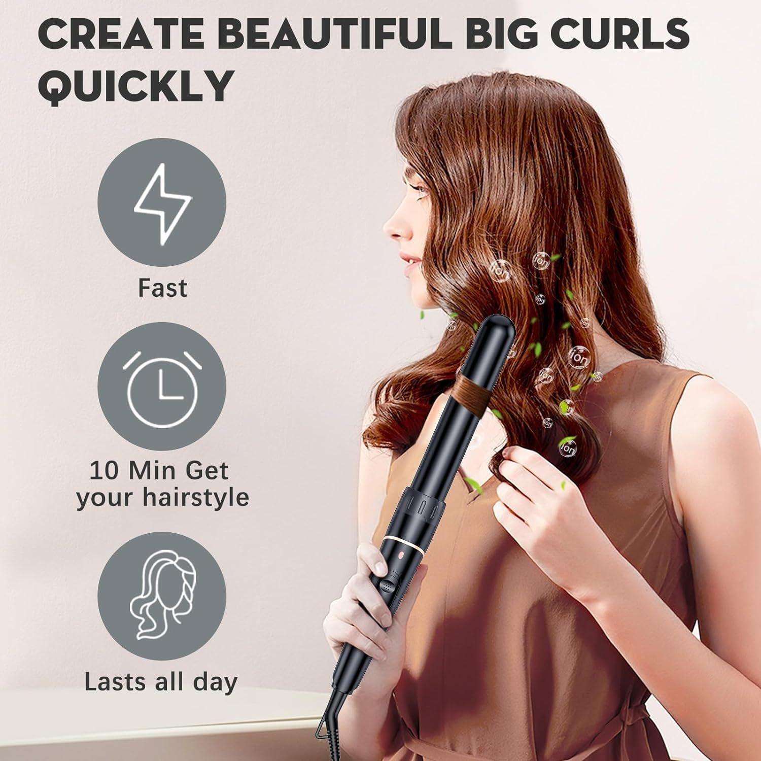 6-in-1 Curling Wand Set | Tourmaline Ceramic Hair Curler with Interchangeable Barrels 6 in 1 Curling Wand Set with Various Accessories, Tourmaline Ceramic Hair Curling Iron, Anti-Static Coating, Heat-Resistant Glove and 2 Hair Clips
