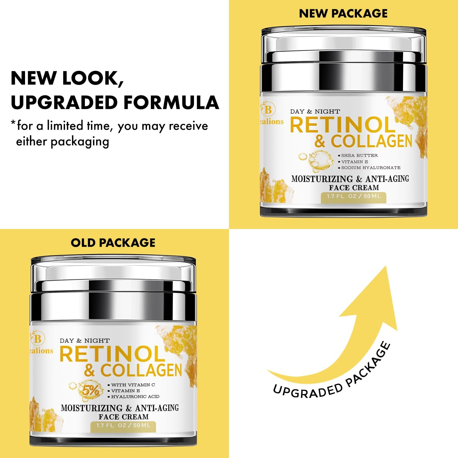 Bealions Day & Night Retinol & Collagen Moisturizing & Anti-Aging Face Cream – 50ml | Firm, Lift & Hydrate Bealions Day & Night Retinol & Collagen Moisturizing & Anti-Aging Face Cream – 50ml | Firm, Lift & Hydrate