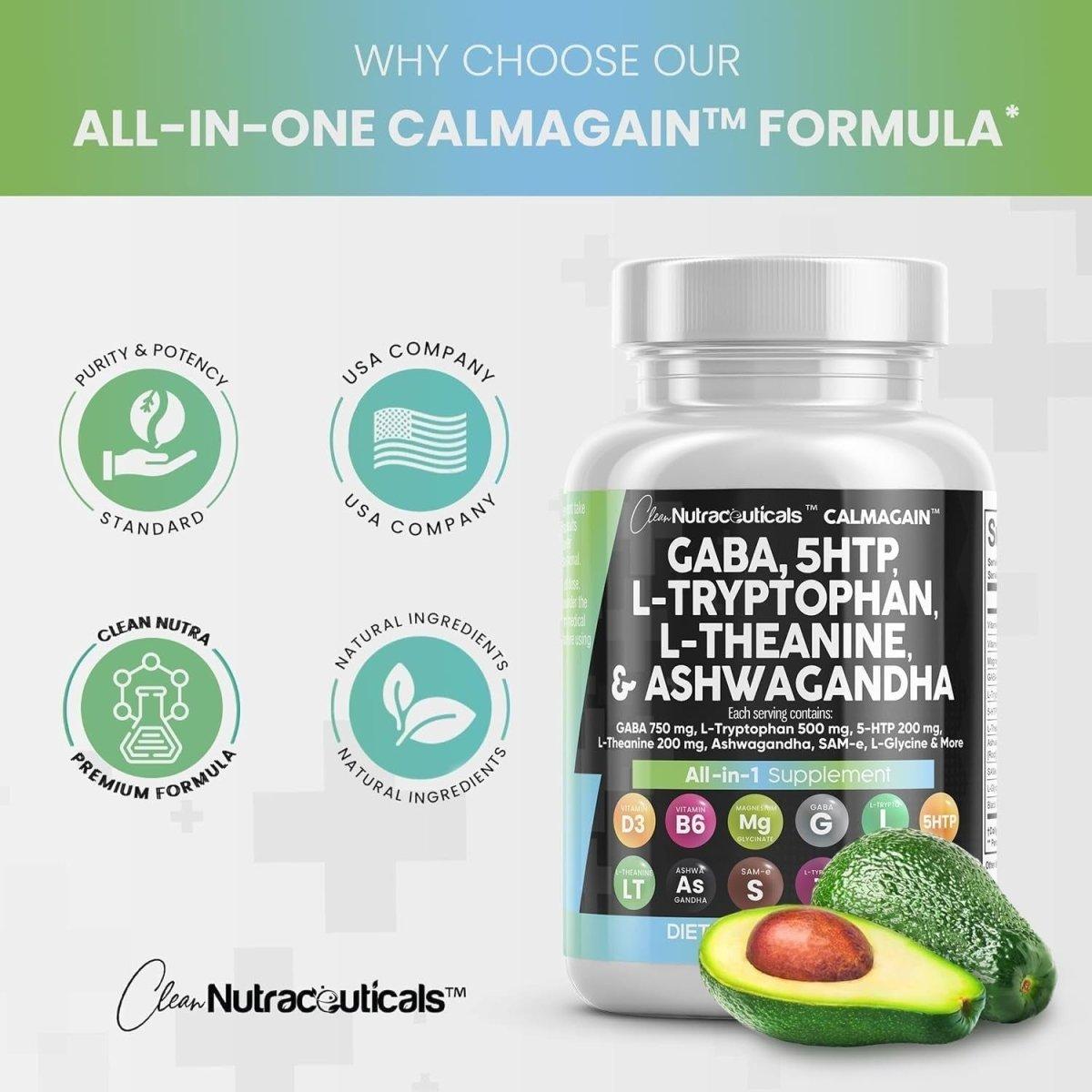 Clean Nutraceuticals CALMAGAIN All-in-One Supplement – 60 Capsules | Advanced Mood & Stress Support Clean Nutraceuticals CALMAGAIN All - in - 1 Supplement - 60 Capsules - Glam Global UKClean Nutraceuticals