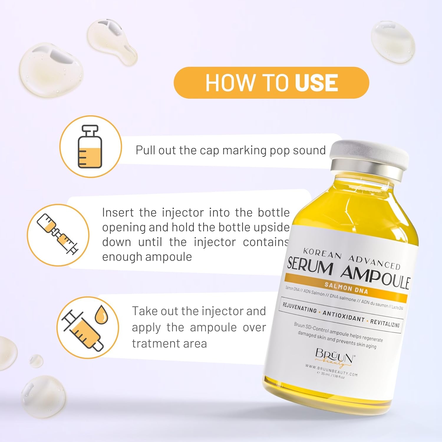 BRÜUN Rejuvenation Salmon DNA Complex – 35ml | Deep Absorption Booster for Smooth, Radiant Skin BRÜUN Korean Advanced Serum Ampoule – 35ml | Deep Absorption Booster for Smooth, Radiant Skin