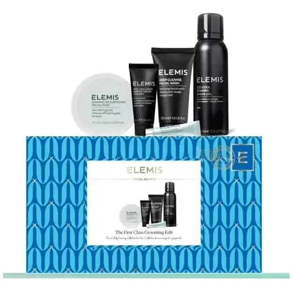 ELEMIS Pro-Collagen Marine Cream for Men – The First Class Grooming Edit  Luxury Face & Body Discovery Set – Cleanse, Shave, Hydrate & Rejuvenate On-the-Go ELEMIS Pro - Collagen Marine Cream for Men - The First Class Grooming Edit Face & Body Discovery Collection For Him - Glam Global UKElemis