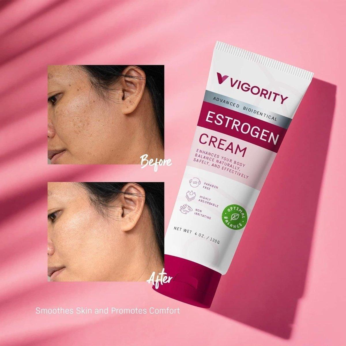 Vigority Estrogen Cream Natural Bioidentical - 120ml | Menopause & Hormone Balance Support Vigority Estrogen Cream Natural Bioidentical 3 - Month Supply - 120ml - Glam Global UKVigority