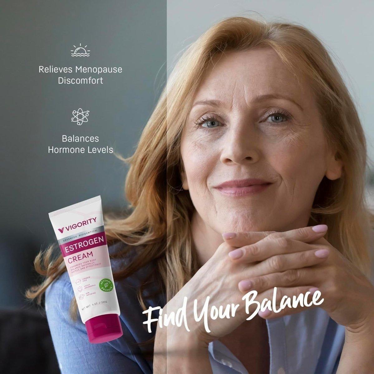 Vigority Estrogen Cream Natural Bioidentical - 120ml | Menopause & Hormone Balance Support Vigority Estrogen Cream Natural Bioidentical 3 - Month Supply - 120ml - Glam Global UKVigority