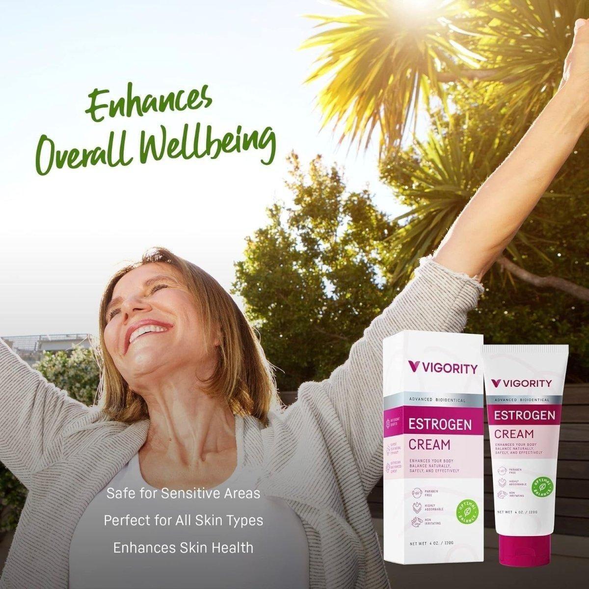 Vigority Estrogen Cream Natural Bioidentical - 120ml | Menopause & Hormone Balance Support Vigority Estrogen Cream Natural Bioidentical 3 - Month Supply - 120ml - Glam Global UKVigority