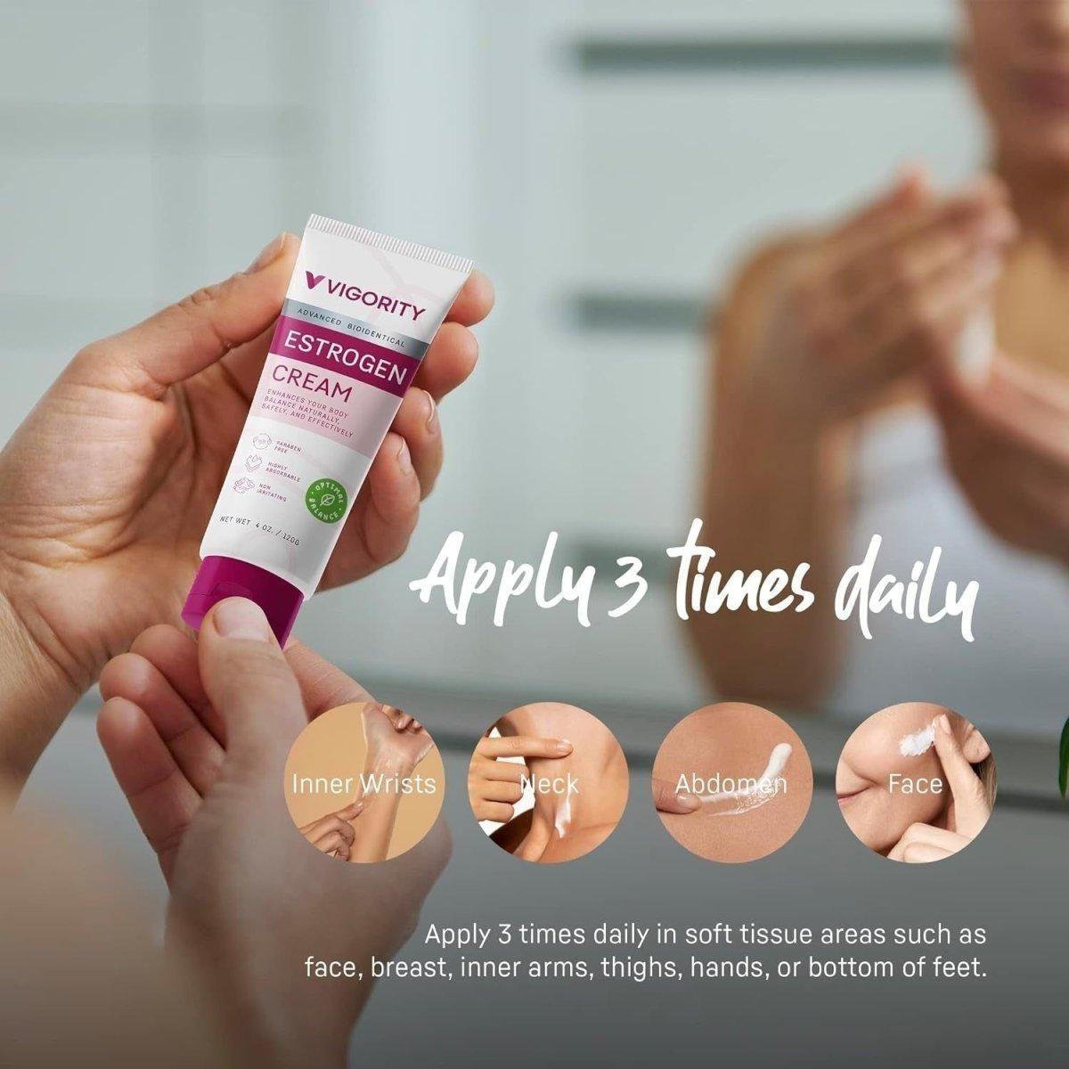 Vigority Estrogen Cream Natural Bioidentical - 120ml | Menopause & Hormone Balance Support Vigority Estrogen Cream Natural Bioidentical 3 - Month Supply - 120ml - Glam Global UKVigority