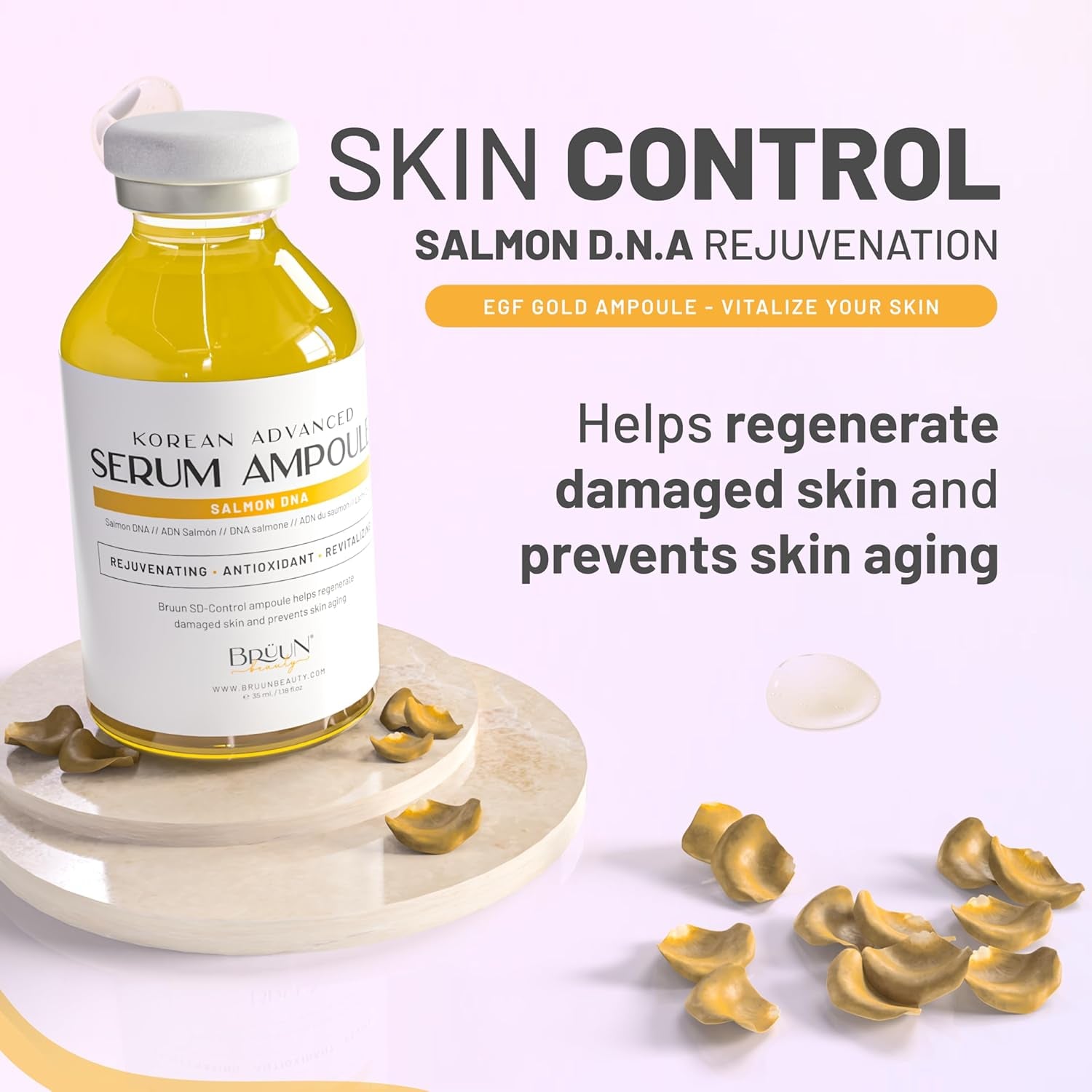 BRÜUN Rejuvenation Salmon DNA Complex – 35ml | Deep Absorption Booster for Smooth, Radiant Skin BRÜUN Korean Advanced Serum Ampoule – 35ml | Deep Absorption Booster for Smooth, Radiant Skin