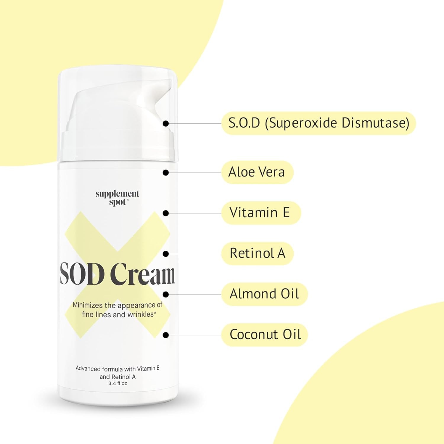 Supplement Spot SOD Cream – 100ml | Powerful Anti-Aging Moisturizer with Superoxide Dismutase for Smooth, Youthful Skin Supplement Spot SOD Cream – 3.4 fl oz | Powerful Anti-Aging Moisturizer with Superoxide Dismutase for Smooth, Youthful Skin