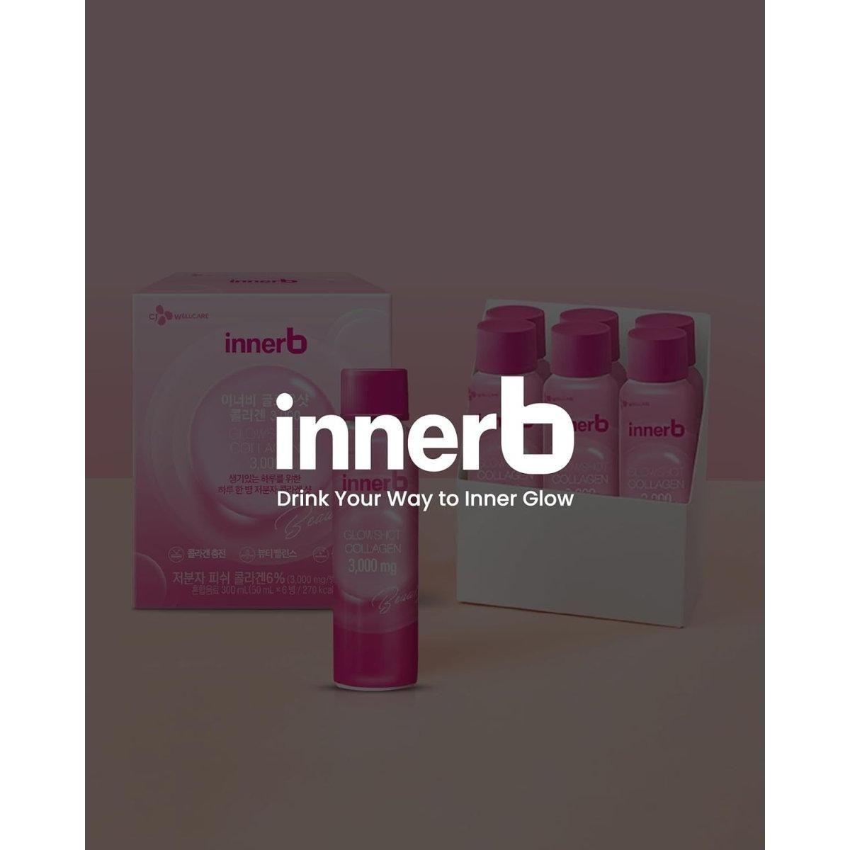 C J Innerb Glowshot Collagen – 6 Bottles (50ml Each) | Low-Molecular Marine Collagen for Radiant Skin Glowshot Collagen - Low - Molecular - Weight Fish Collagen Shots 3,000Mg. (6 Bottles x 50ml) - Glam Global UKCJwellcare