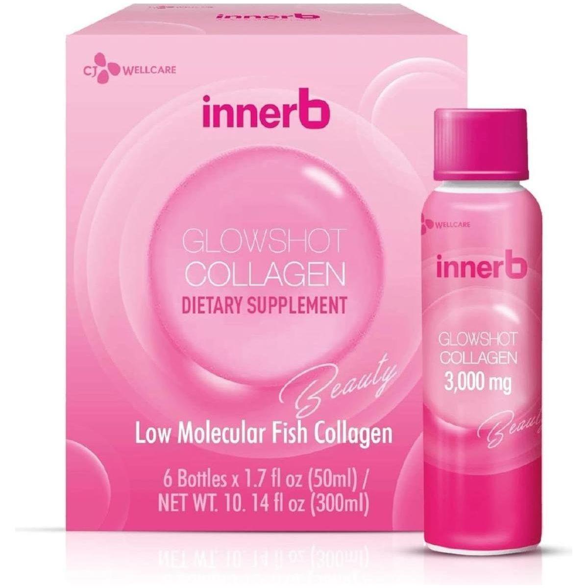 C J Innerb Glowshot Collagen – 6 Bottles (50ml Each) | Low-Molecular Marine Collagen for Radiant Skin Glowshot Collagen - Low - Molecular - Weight Fish Collagen Shots 3,000Mg. (6 Bottles x 50ml) - Glam Global UKCJwellcare