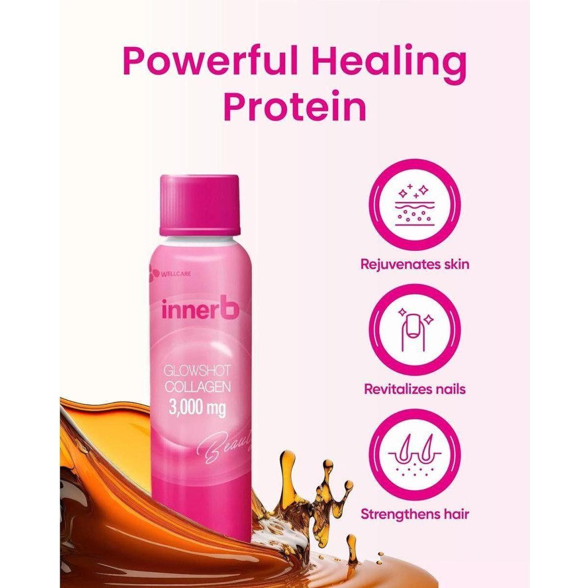 C J Innerb Glowshot Collagen – 6 Bottles (50ml Each) | Low-Molecular Marine Collagen for Radiant Skin Glowshot Collagen - Low - Molecular - Weight Fish Collagen Shots 3,000Mg. (6 Bottles x 50ml) - Glam Global UKCJwellcare