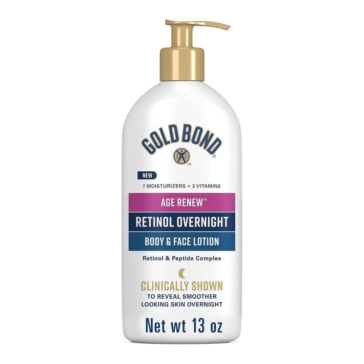 Gold Bond Age Renew Retinol Overnight Body & Face Lotion – 384ml | Hydrates, Firms & Smooths with Shea & Cocoa Butter Gold Bond Age Renew Retinol Overnight Body & Face Lotion 13 fl oz - 384 ml - Glam Global UKGold Bond