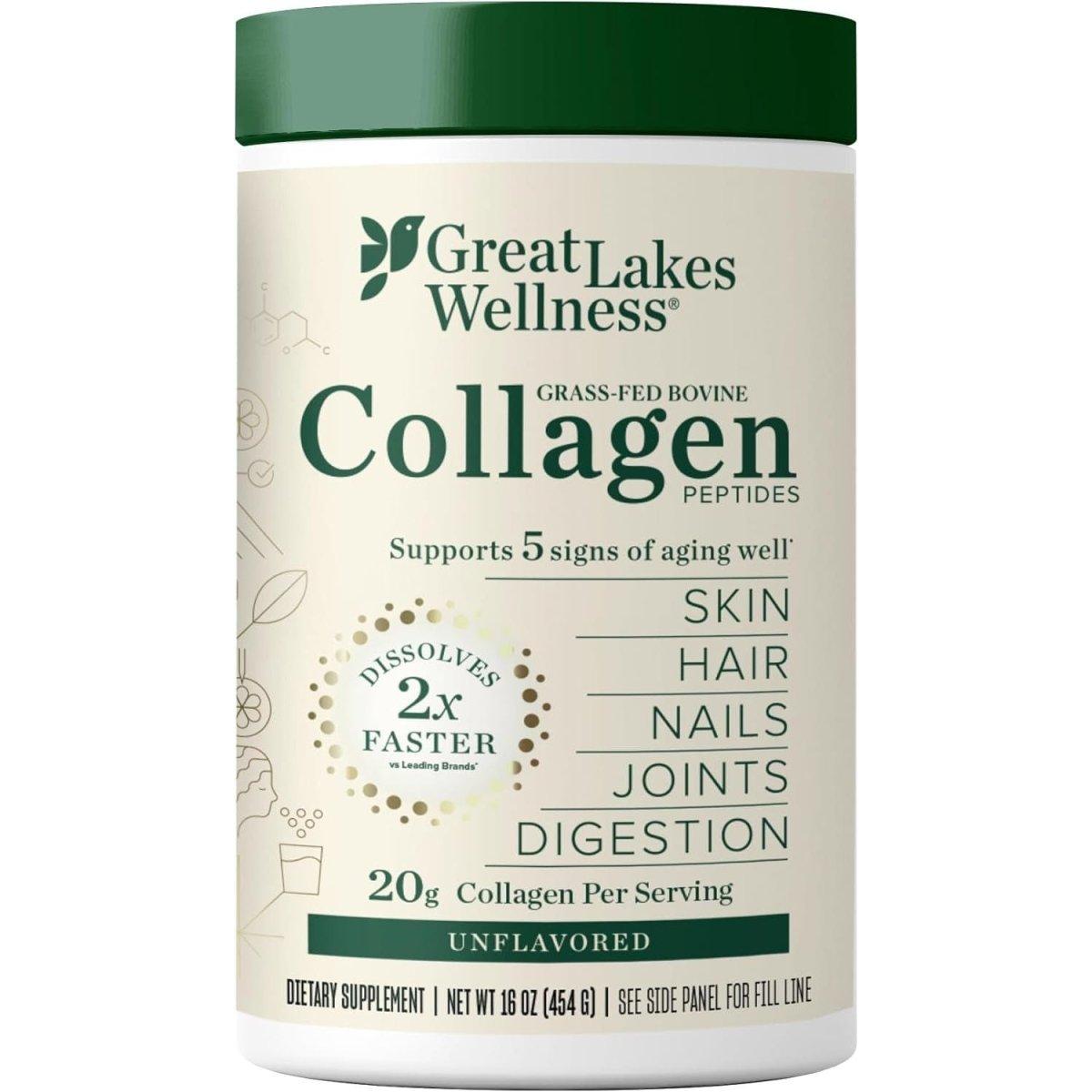 Great Lakes Wellness Collagen Peptides Powder – 454g | Types I & III Collagen for Skin, Hair, Nails & Joint Support Great Lakes Wellness Collagen Peptides Powder 16 oz - 454 g - Glam Global UKGreat Lakes Wellness