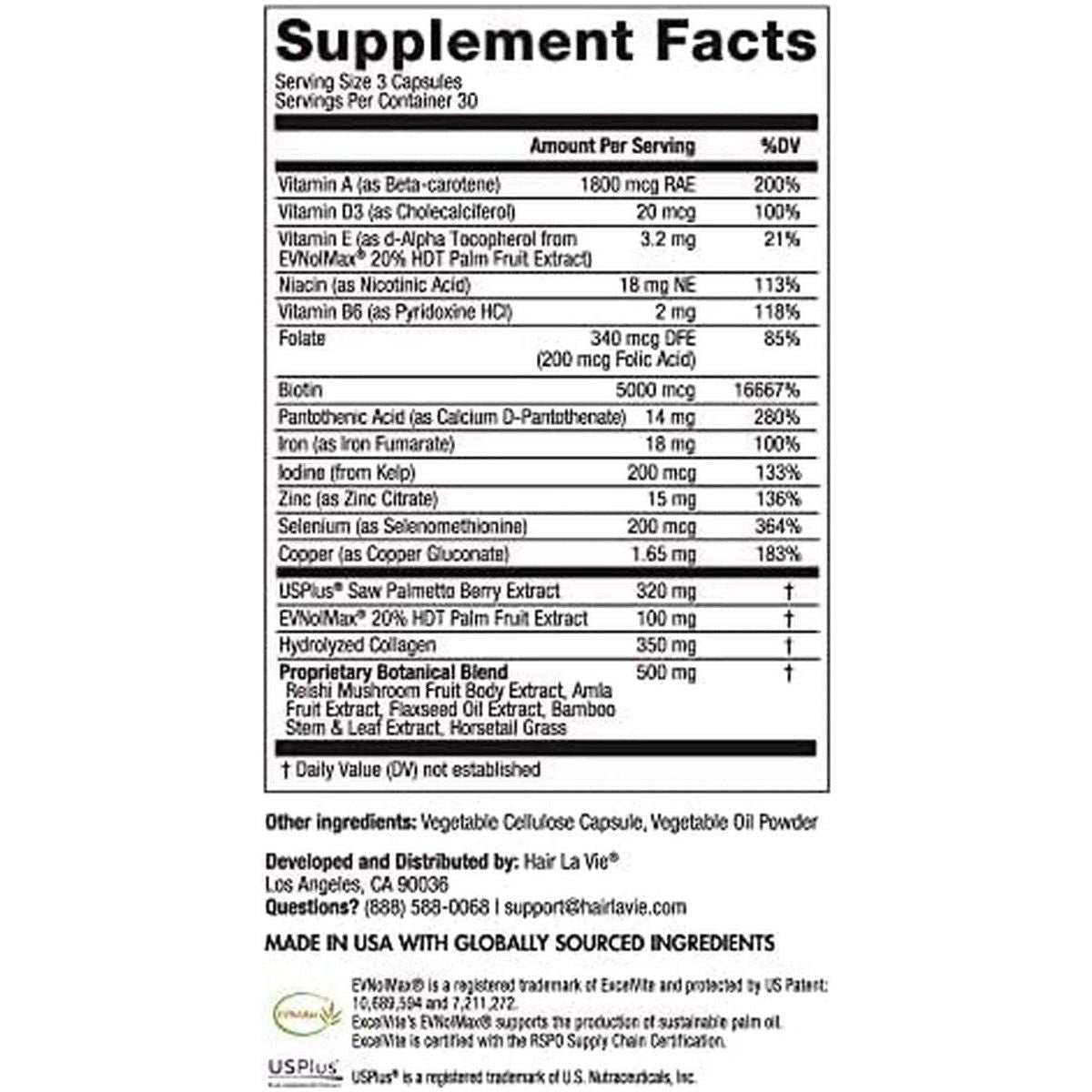 Hair La Vie Clinical Formula Hair Growth Vitamins – 90 Capsules | Biotin, Collagen & Saw Palmetto for Thicker, Stronger Hair Hair La Vie Clinical Formula Hair Growth Vitamins with Biotin 5000Mcg - 90 Count - Glam Global UKHair La Vie