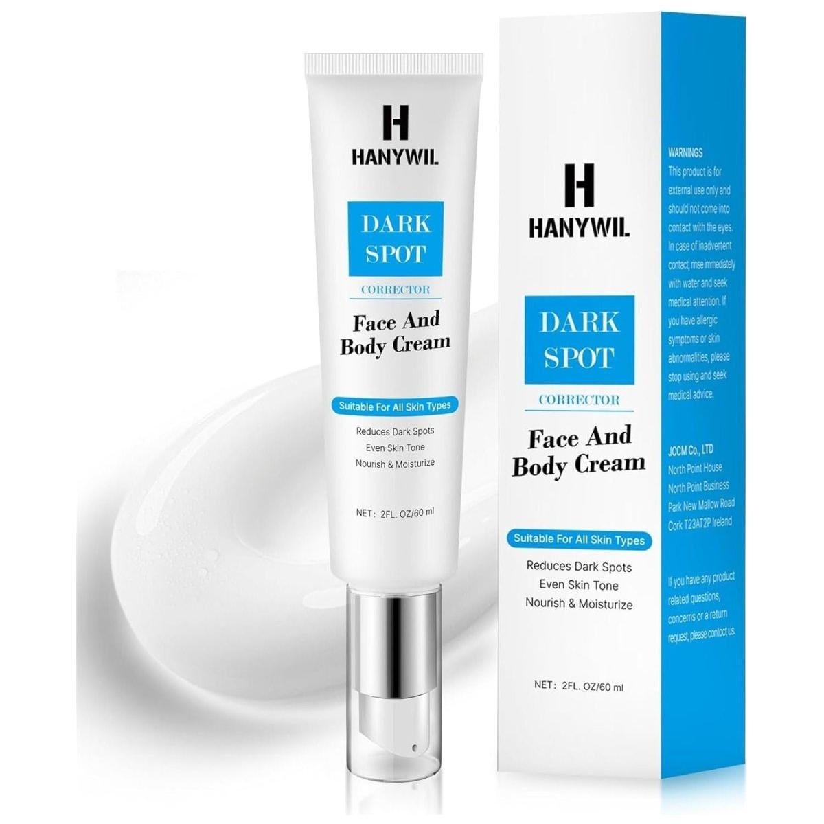 HANYWIL Dark Spot Corrector  Face and Body Cream – 60 ml | Professional Dark Spot Remover for Stubborn Pigmentation, Sun Spots, and Uneven Skin Tone | Hydrating, Fast-Acting Formula HANYWIL Dark Spot Corrector Face and Body Cream 2 fl oz - 60 ml - Glam Global UKHANYWIL