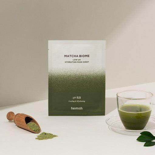 HEIMISH Matcha Biome Low pH Hydrating Mask Sheet – 30ml | Calming, Moisturising & Skin Barrier Support HEIMISH Matcha Biome Low pH Hydrating Mask Sheet - 30ml x 5ea | Soothing & Moisturizing Care - Glam Global UKheimish