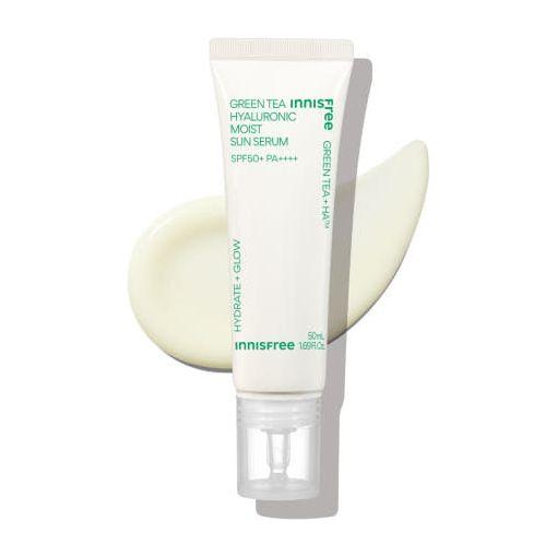 innisfree Green Tea Hyaluronic Moist Sun Serum SPF50+ PA++++ - 50ml | Hydrating & Lightweight Sun Protection innisfree Green Tea Hyaluronic Moist Sun Serum 50ml SPF50+ PA++++ - Glam Global UKinnisfree