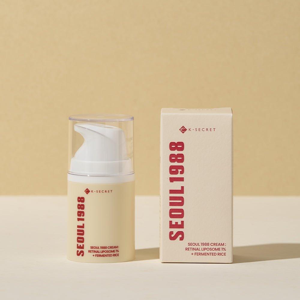 K-SECRET SEOUL 1988 Cream: Retinal Liposome 1% + Fermented Rice - 50ml | Anti-Aging & Firming Care K - SECRET SEOUL 1988 Cream: Retinal Liposome 1% + Fermented Rice - 50ml | Anti - Aging & Firming Care - Glam Global UKK - SECRET