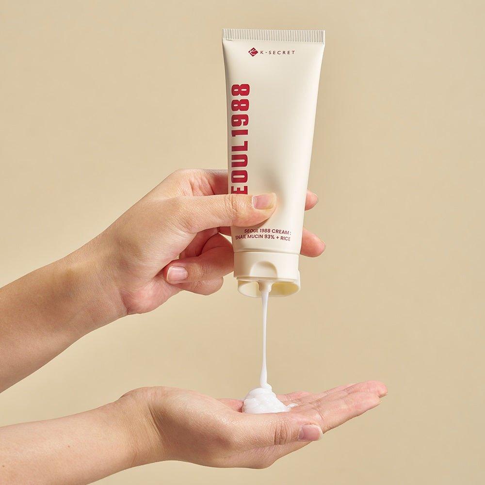 K-SECRET SEOUL 1988 Cream: Snail Mucin 93% + Rice Ferment Filtrate (Sake) - 100ml K - SECRET SEOUL 1988 Cream : Snail Mucin 93% + Rice 100ml - Glam Global UKK - SECRET