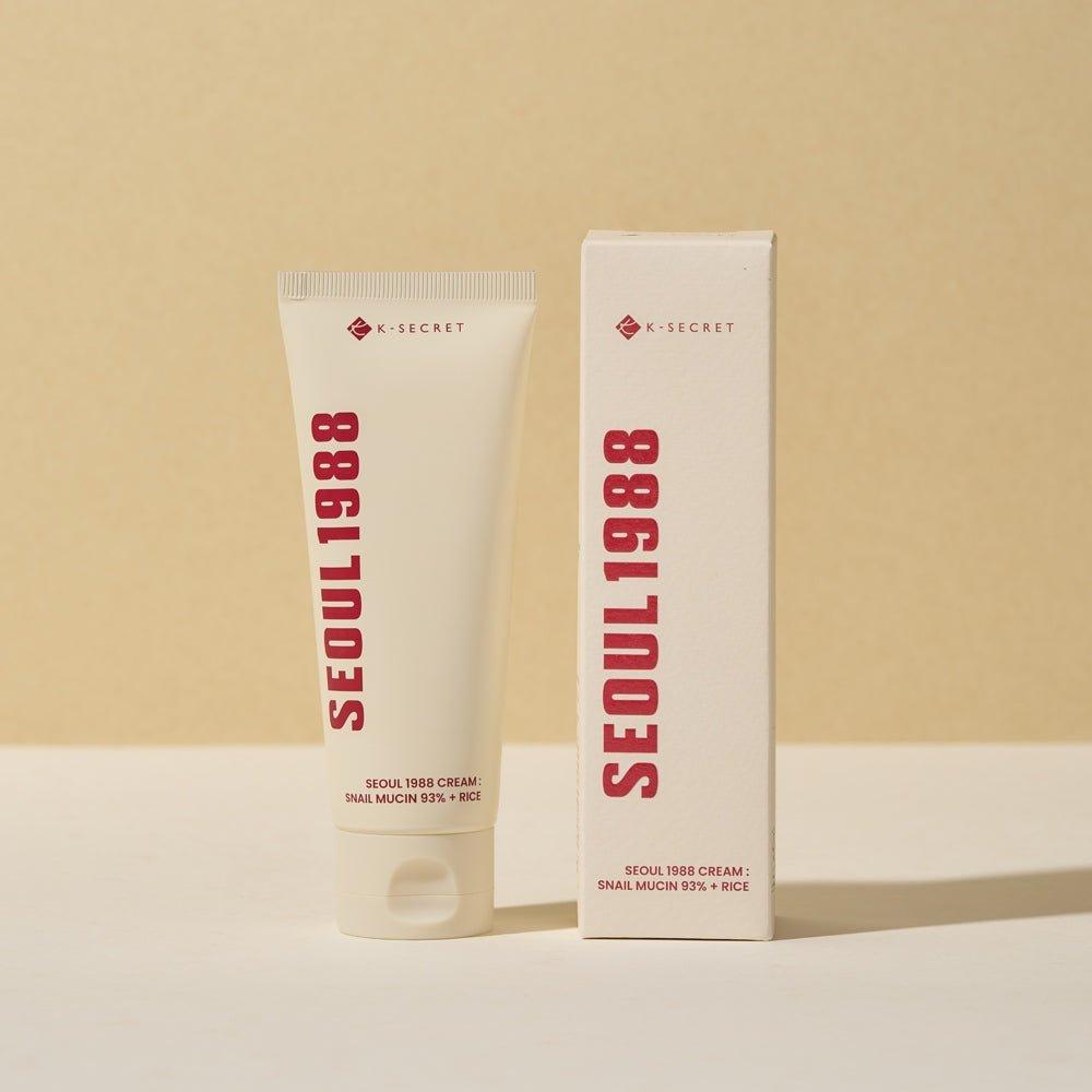K-SECRET SEOUL 1988 Cream: Snail Mucin 93% + Rice Ferment Filtrate (Sake) - 100ml K - SECRET SEOUL 1988 Cream : Snail Mucin 93% + Rice 100ml - Glam Global UKK - SECRET