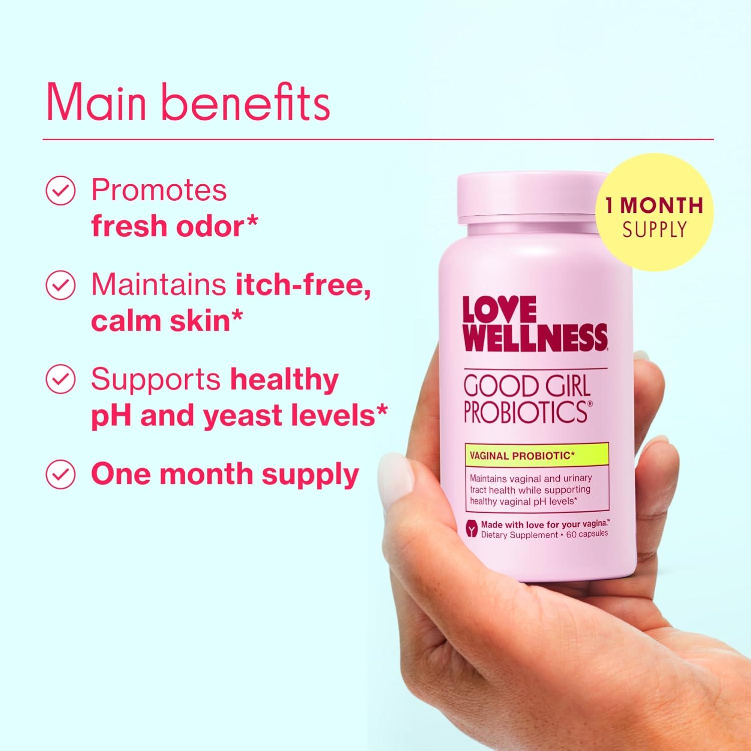 Love Wellness Good Girl Probiotics - 60 Count | pH Balance & Feminine Health Support Love Wellness Good Girl Probiotics | Ph Balance Supplement for Feminine Health - 60 Count - Glam Global UKLove Wellness