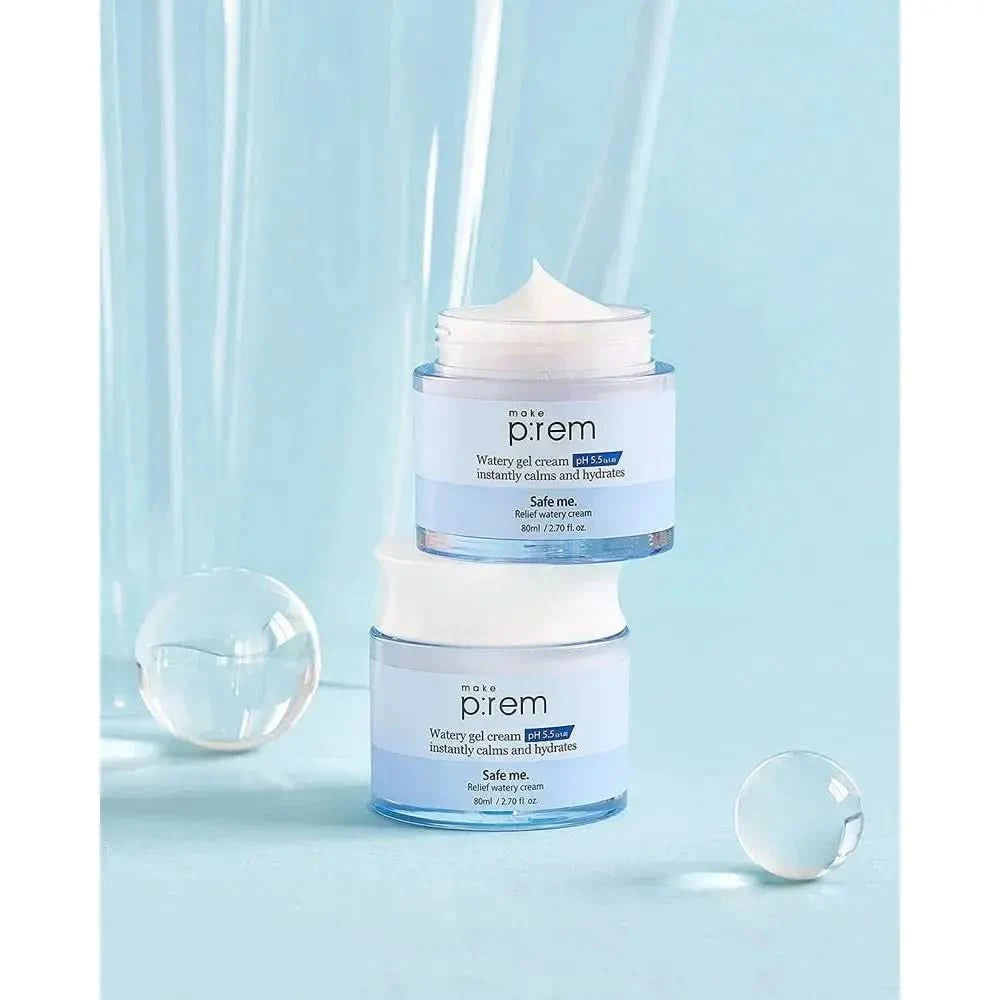 make p:rem Safe Me. Relief Watery Cream – 80ml | Soothing Gel Moisturiser with Opuntia Extract for Sensitive Skin make p:rem Safe Me. Relief Watery Cream 80ml - Glam Global UKmake p:rem