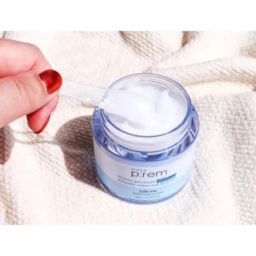 make p:rem Safe Me. Relief Watery Cream – 80ml | Soothing Gel Moisturiser with Opuntia Extract for Sensitive Skin make p:rem Safe Me. Relief Watery Cream 80ml - Glam Global UKmake p:rem