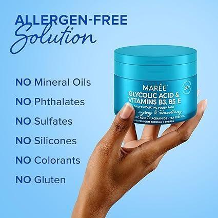 MARÉE Glycolic Acid & Vitamins B3, B5, E Daily Exfoliating Polish Pads – 50 Pads | Gentle, Hydrating AHA/BHA Facial Peel for Glowing, Youthful Skin MAREE Glycolic Acid & Vitamins B3, B5, E Daily Exfoliating Polish Pads - 50 Pads - Glam Global UKMAREE