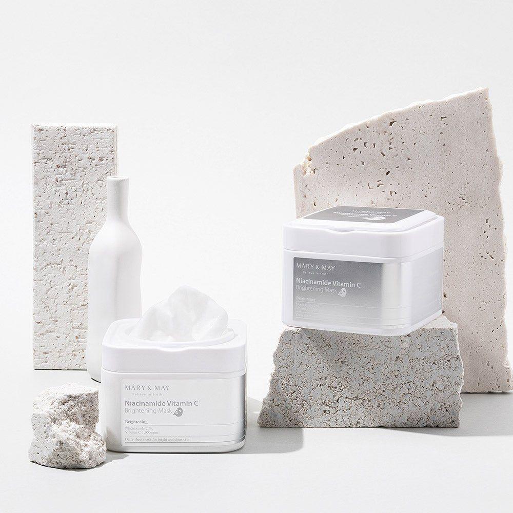 MARY & MAY Niacinamide Vitamin C Brightening Mask – 30 Sheets | Daily Radiance & Hydration Sheet Masks for Even, Glowing Skin MARY & MAY Niacinamide Vitamin C Brightening Mask - 400g (30 Sheets) | Daily Radiance & Hydration - Glam Global UKMARY & MAY