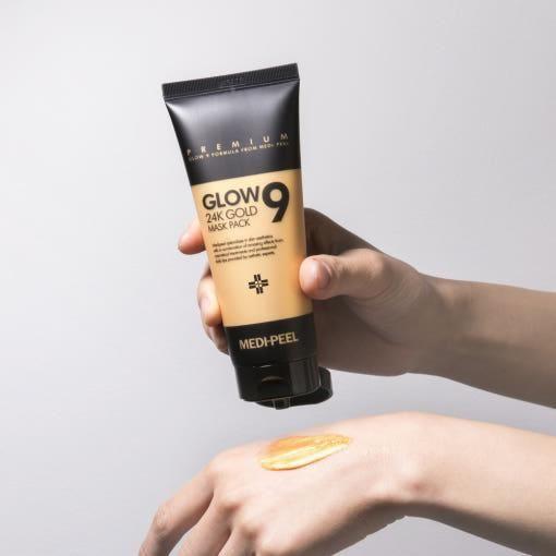 MEDIPEEL Glow 9 24K Gold Mask Pack – 100ml  Luxury Deep Cleansing Mask with 24K Gold, Peptides & Hyaluronic Acid for Radiant, Firm Skin MEDIPEEL Glow 9 24K Gold Mask Pack - 100ml - Glam Global UKMEDIPEEL