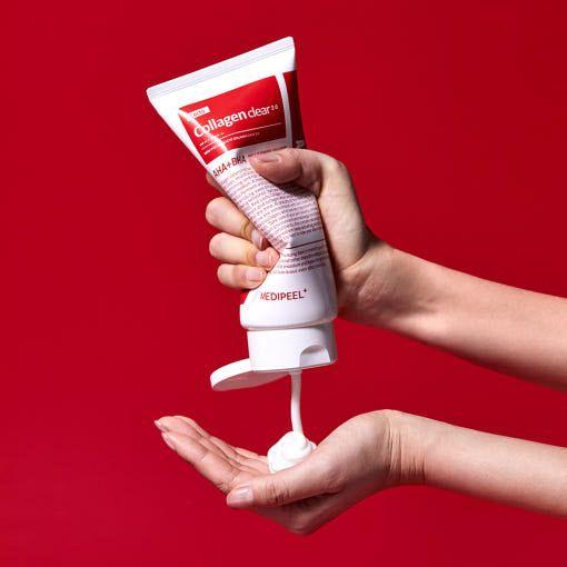 MEDIPEEL Red Lacto Collagen Clear 2.0 – 120ml  Anti-Aging Foam Cleanser with Collagen & Peptides for Hydrated, Poreless Skin MEDIPEEL Red Lacto Collagen Clear 2.0 – 120ml - Glam Global UKMEDIPEEL
