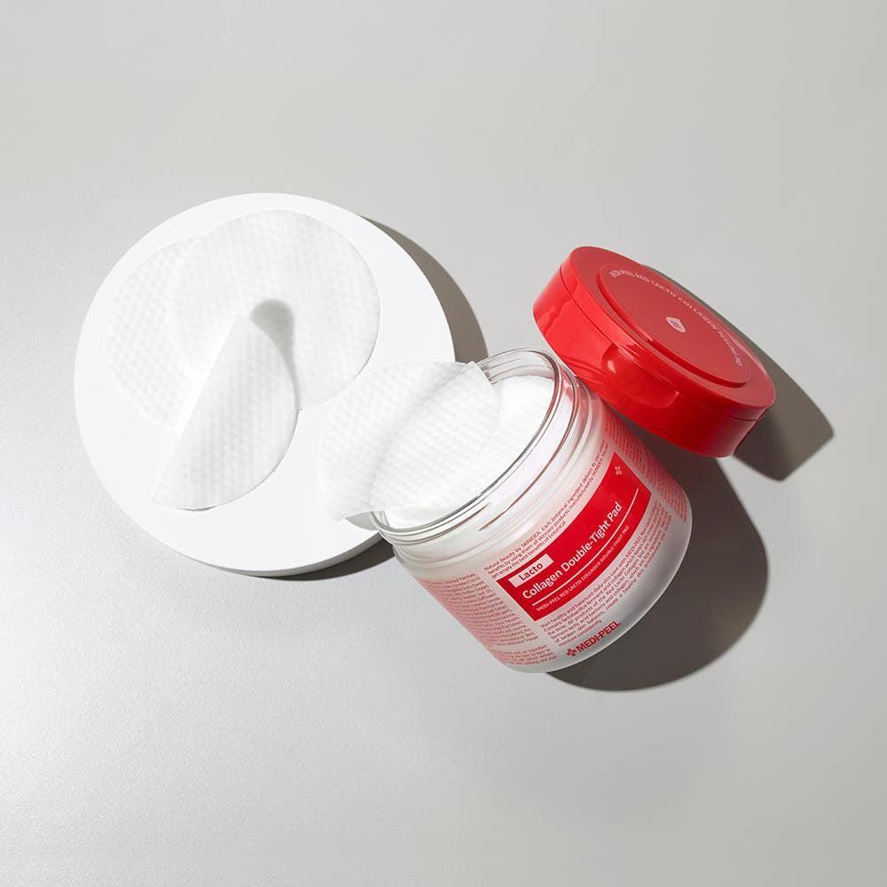 MEDIPEEL Red Lacto Collagen Double Tight Pad – 70 Pads (270ml)  Pore-Tightening & Hydrating Toner Pads with Collagen Ampoules MEDIPEEL Red Lacto Collagen Double Tight Pad – 70 Pads (270ml) - Glam Global UKMEDIPEEL