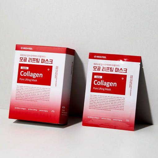 MEDIPEEL Red Lacto Collagen Pore Lifting Mask – 30ml (10 Pack)  Elasticity-Boosting & Pore-Refining Sheet Masks with Collagen & Lactobacillus MEDIPEEL Red Lacto Collagen Pore Lifting Mask – 30ml (10 Pack) - Glam Global UKMEDIPEEL