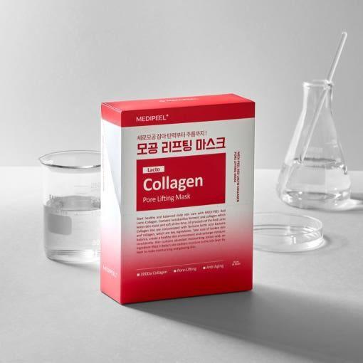 MEDIPEEL Red Lacto Collagen Pore Lifting Mask – 30ml (10 Pack)  Elasticity-Boosting & Pore-Refining Sheet Masks with Collagen & Lactobacillus MEDIPEEL Red Lacto Collagen Pore Lifting Mask – 30ml (10 Pack) - Glam Global UKMEDIPEEL