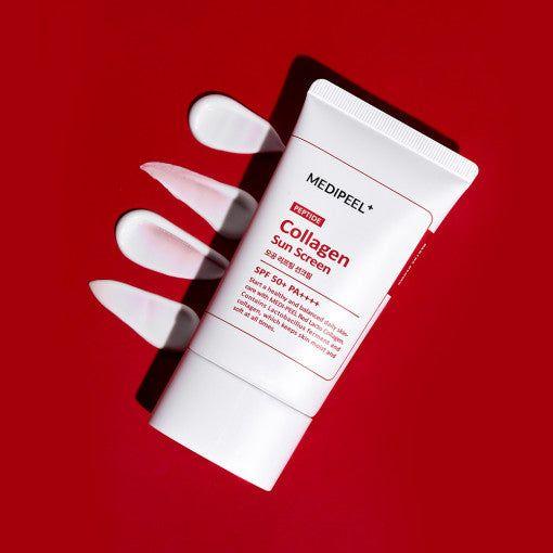 MEDIPEEL Red Lacto Collagen Pore Lifting Sunscreen SPF50+ PA++++ – 50g  Anti-Aging, Pore-Refining & Mattifying Daily Sunscreen with Collagen MEDIPEEL Red Lacto Collagen Pore Lifting Sunscreen SPF50+ PA++++ – 50g - Glam Global UKMEDIPEEL