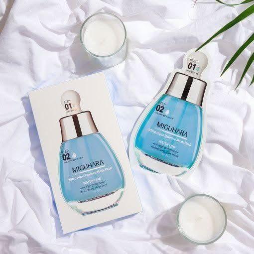 MIGUHARA 2 Step Aqua Balance Mask Pack – 1.7ml + 25ml (1 sheet)| Hydrating & Anti-Aging Treatment MIGUHARA 2 Step Aqua Balance Mask Pack (1.7ml + 25ml) x 1 sheet - Glam Global UKMIGUHARA