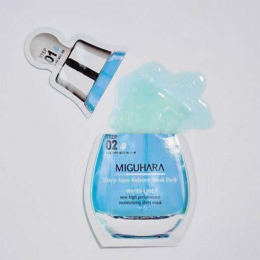 MIGUHARA 2 Step Aqua Balance Mask Pack – 1.7ml + 25ml (1 sheet)| Hydrating & Anti-Aging Treatment MIGUHARA 2 Step Aqua Balance Mask Pack (1.7ml + 25ml) x 1 sheet - Glam Global UKMIGUHARA