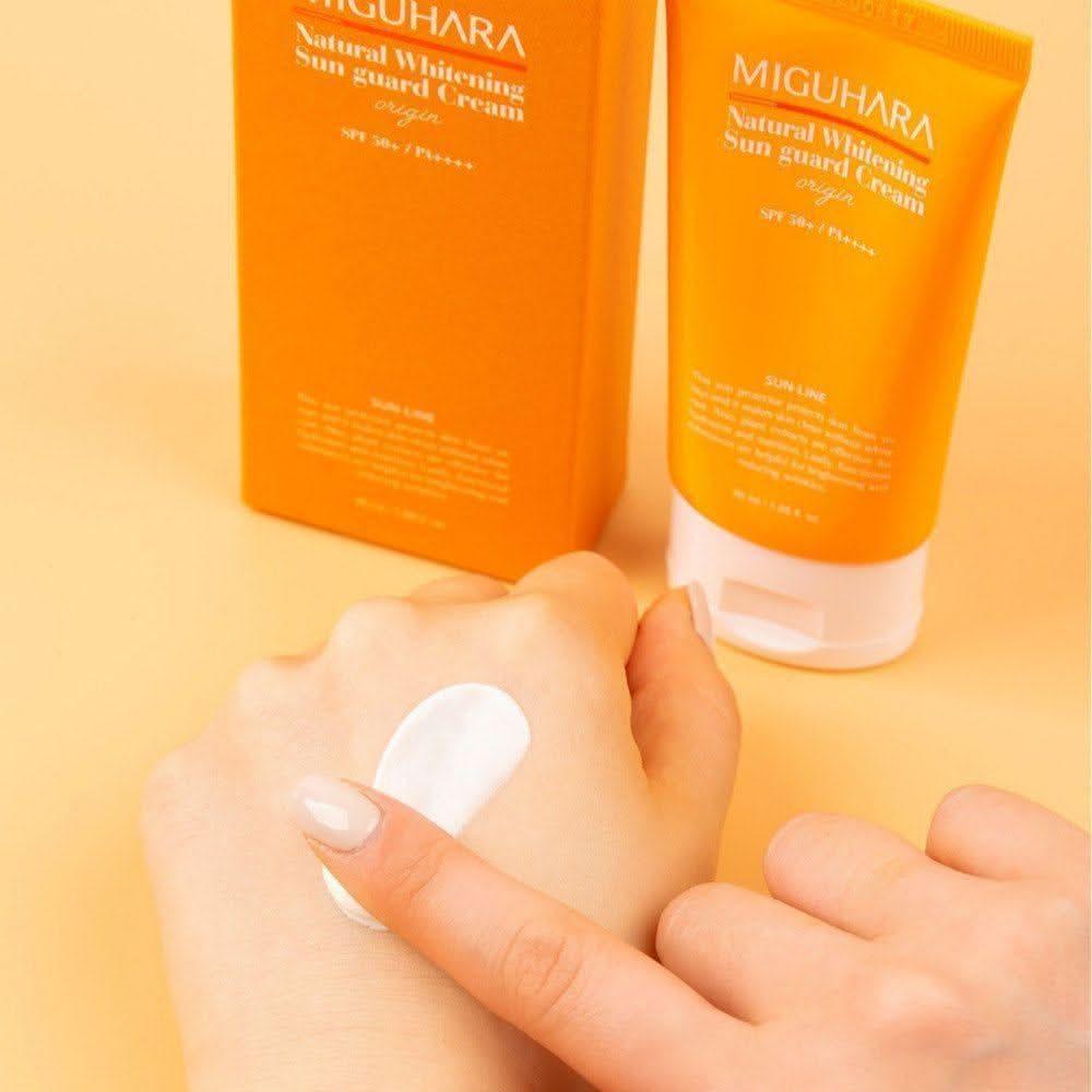 MIGUHARA Natural Whitening Sun Guard Cream SPF50+/PA++++ 50ml – Brightening Sunscreen with Niacinamide & Citrus Extract MIGUHARA Natural Whitening Sun Guard Cream Origin SPF50+/PA++++ 50ml - Glam Global UKMIGUHARA