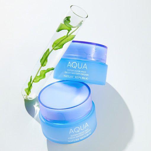 NATURE REPUBLIC Super Aqua Max Fresh Watery Cream – 80ml | 72-Hour Lightweight Moisturiser for Oily Skin NATURE REPUBLIC Super Aqua Max Fresh Watery Cream 80ml - Glam Global UKNATURE REPUBLIC