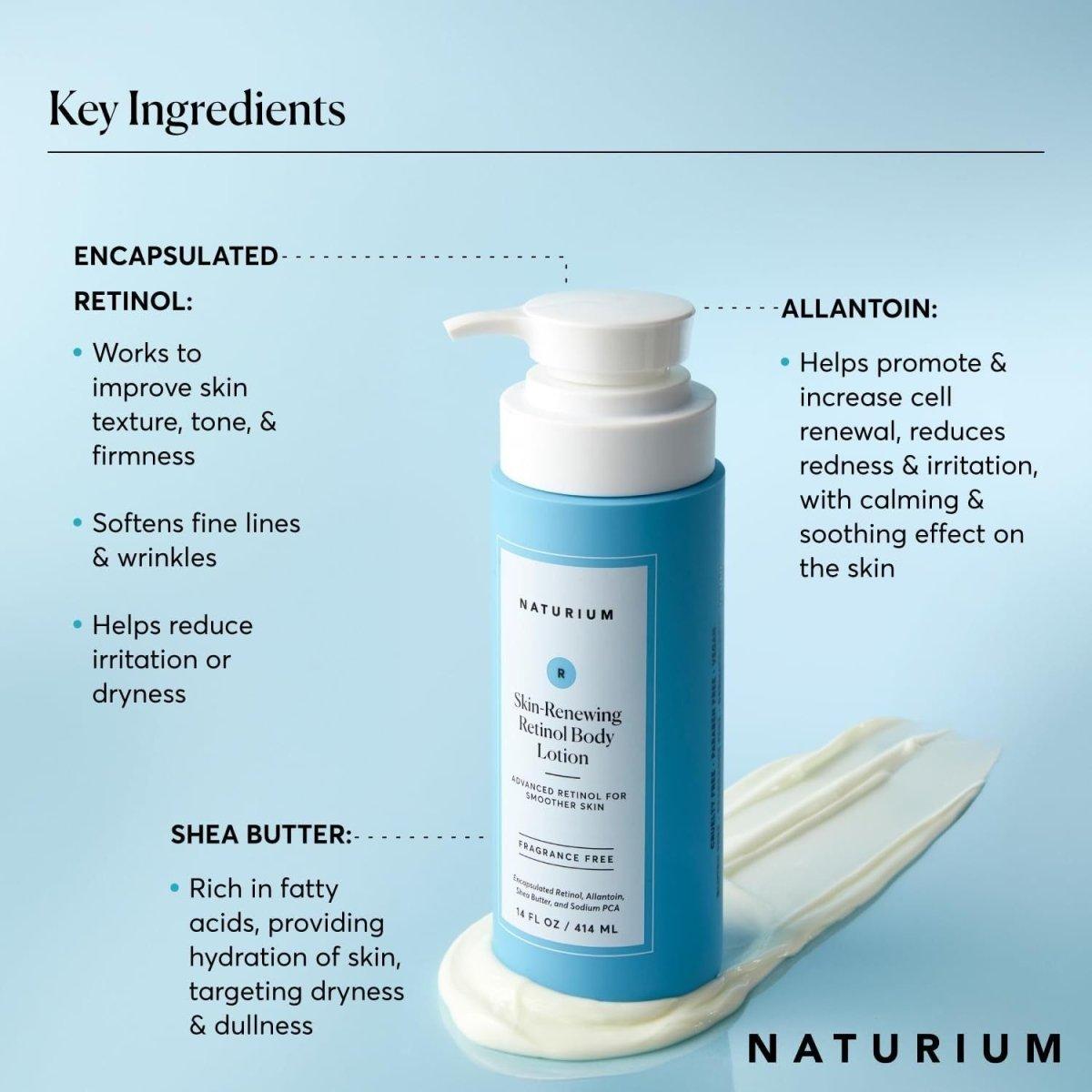 Naturium Skin-Renewing Retinol Body Lotion – 414ml | Jumbo Pump | Smoothing, Firming & Hydrating Body Care Naturium Skin - Renewing Retinol Body Lotion 14 fl oz - 414 ml - Glam Global UKNaturium