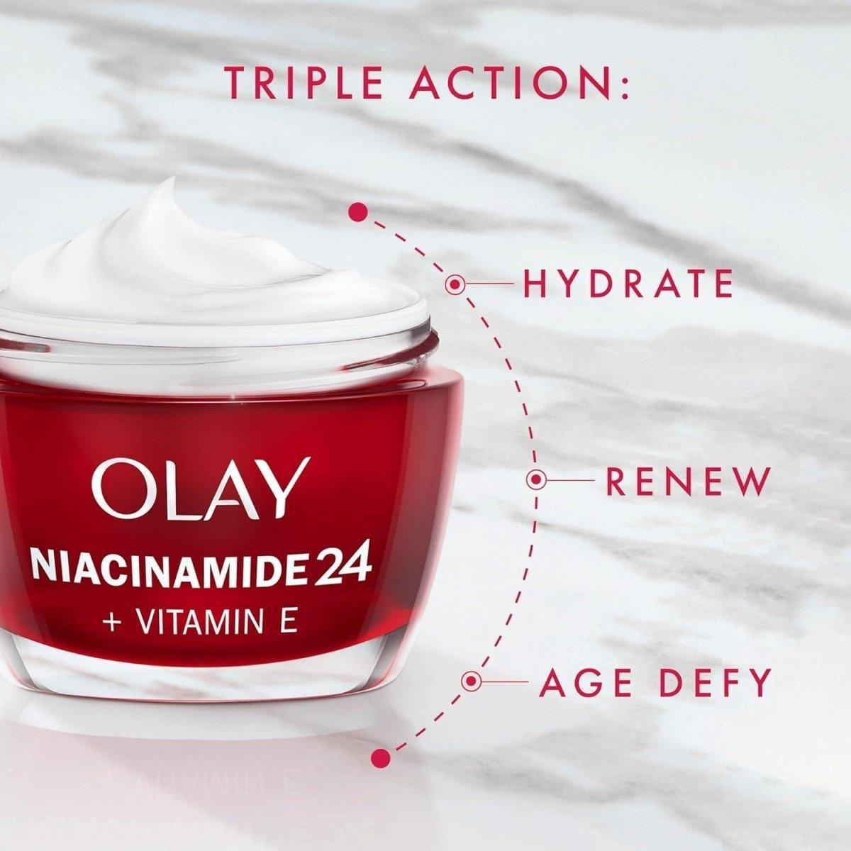 Olay Niacinamide 24 + Vitamin E Moisturiser Day Cream – 50ml | Smooth, Firm & Rejuvenate in Just 1 Day Olay Niacinamide 24 + Vitamin E Moisturiser, Day Cream - 50ml - Glam Global UKOlay