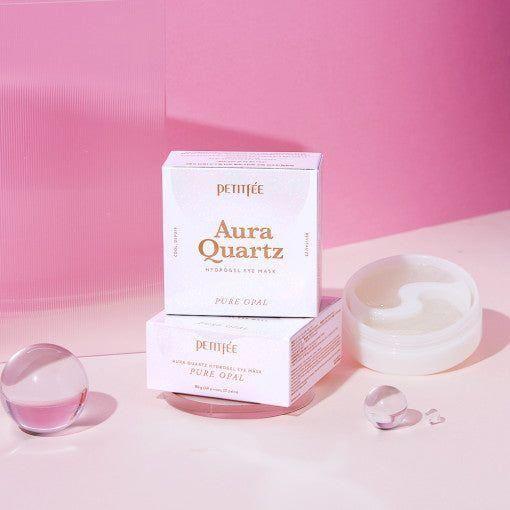 PETITFÉE Aura Quartz Eye Mask Pure Opal – 80g | Cooling Pearl-Infused Hydrogel Patches for Brightening & Firming PETITFEE Aura Quartz Eye Mask Pure Opal 80g (40 Patches) - Glam Global UKPETITFEE