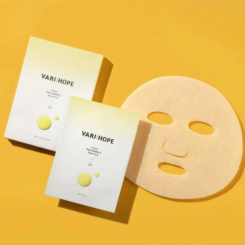 VARIHOPE 8 Days Pure Vitamin C Mask Pack (22g x 5ea) | Instant Brightening & Hydration VARIHOPE 8 Days Pure Vitamin C Mask Pack (22g x 5ea) | Instant Brightening & Hydration