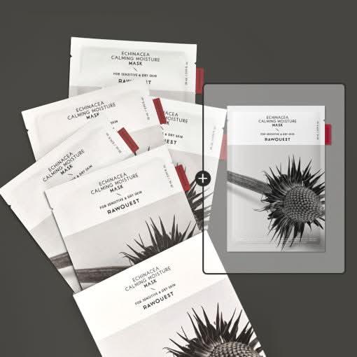 RAWQUEST Echinacea Calming Moisture Mask – 28ml x 5ea | Soothing & Hydrating Sheet Mask Product image