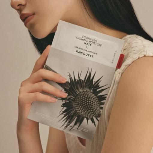 RAWQUEST Echinacea Calming Moisture Mask – 28ml x 5ea | Soothing & Hydrating Sheet Mask Product image