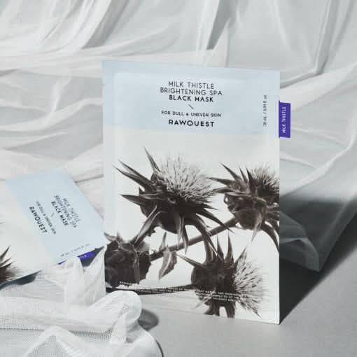 RAWQUEST Milk Thistle Brightening SPA Black Mask – 28ml x 5ea | Intense Hydration & Glow Product image
