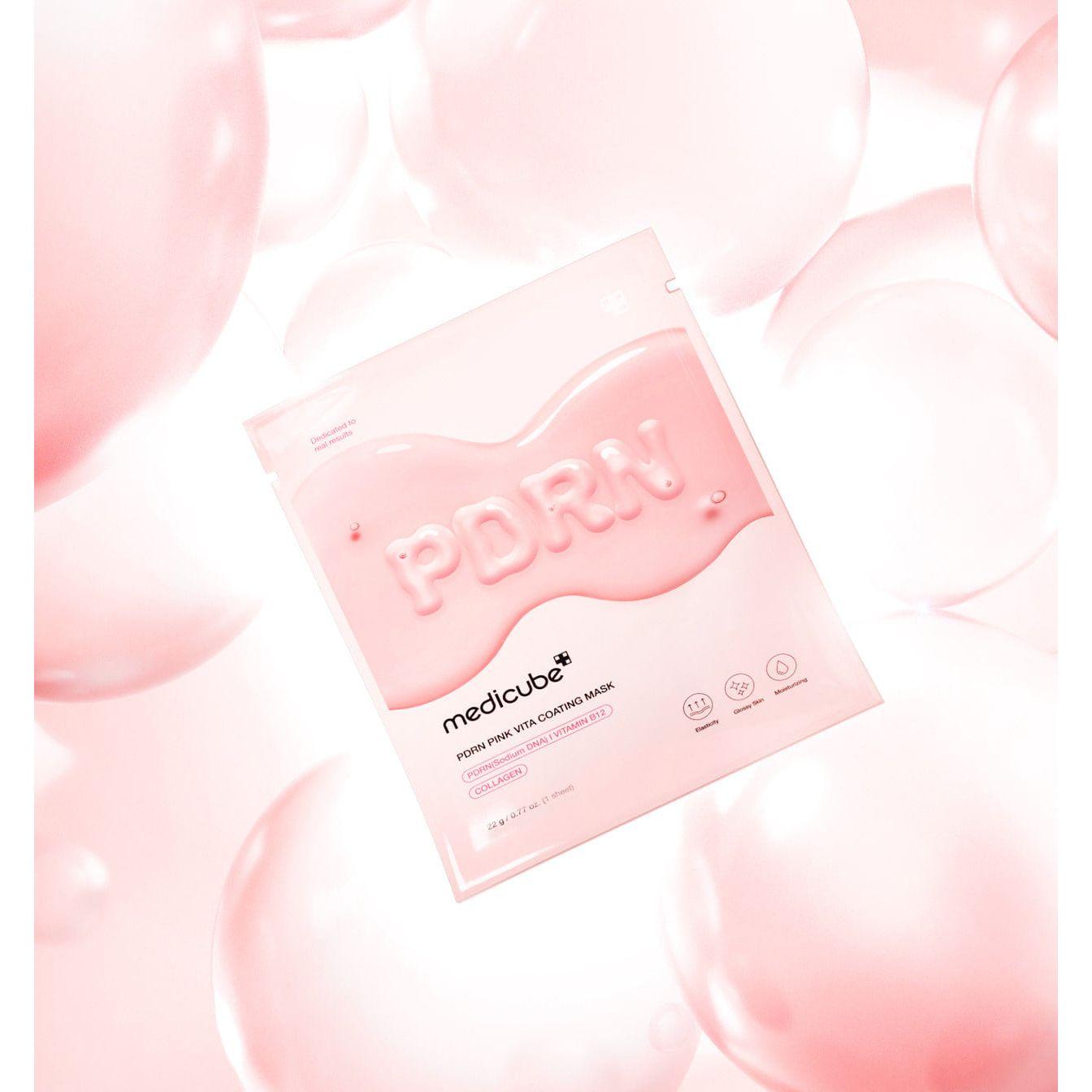 Medicube PDRN Pink Vita Coating Mask – 22g x 5 Sheets | Brightening & Plumping Sheet Mask with Salmon PDRN & Vitamin B12 Product image