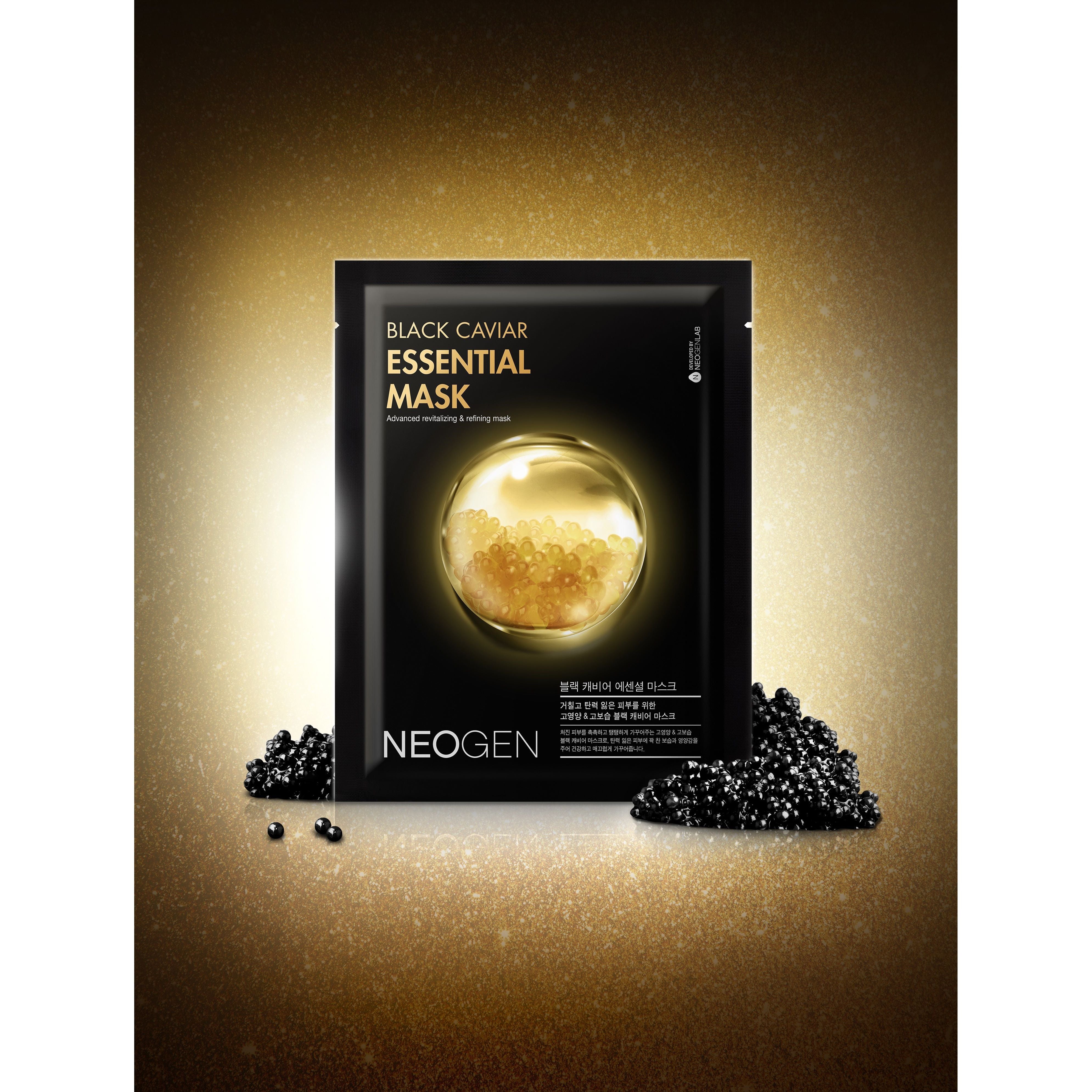 NEOGEN Black Caviar Essential Mask – 23ml x 10ea | Anti-Wrinkle & Deep Moisture Sheet Mask Product image